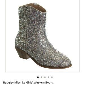 Badgley Mischka Silver Glitter Dress Boots New in Box